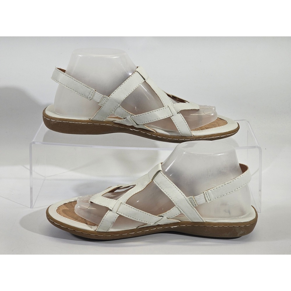 b.o.c. Strappy Thong Sandals Womens 9 White Solid Slingback Buckle Comfort EUC - Picture 2 of 8